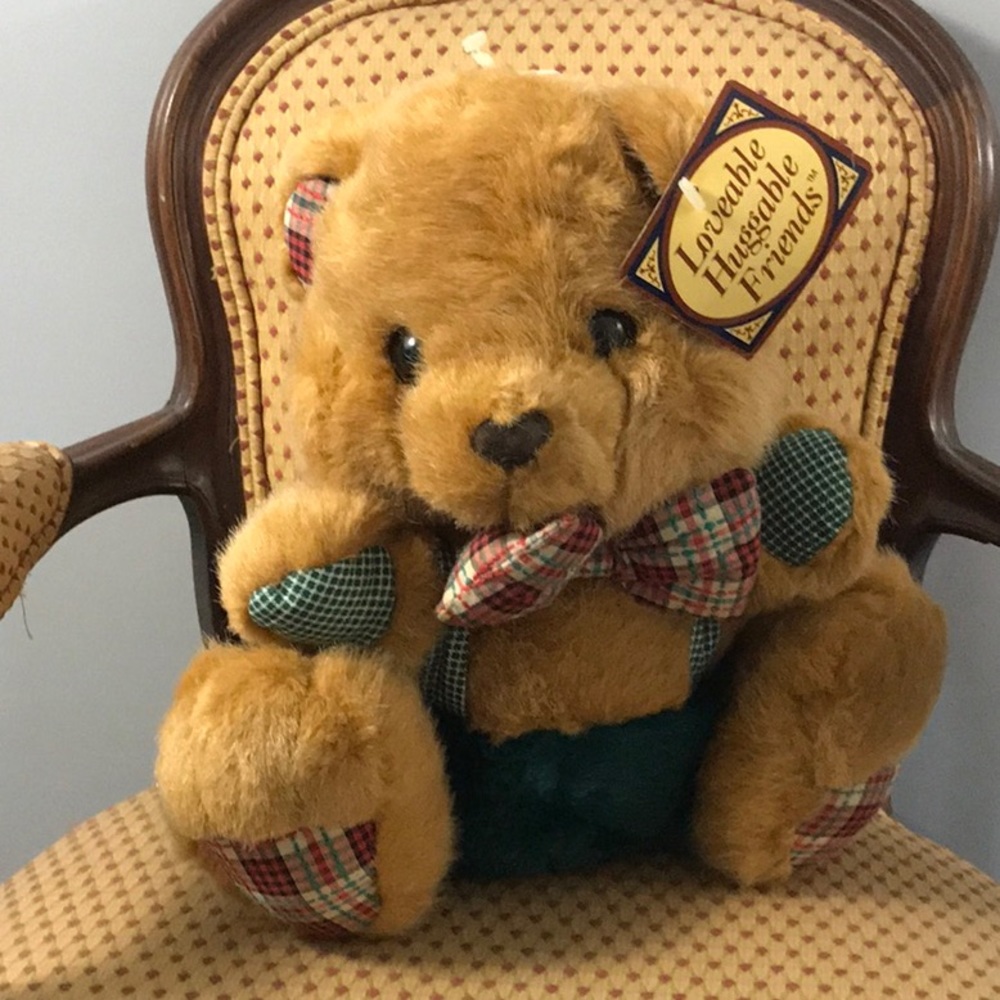 NWT Dan Dee plush teddy bear plaid paws 10 inches soft fluffy loveable